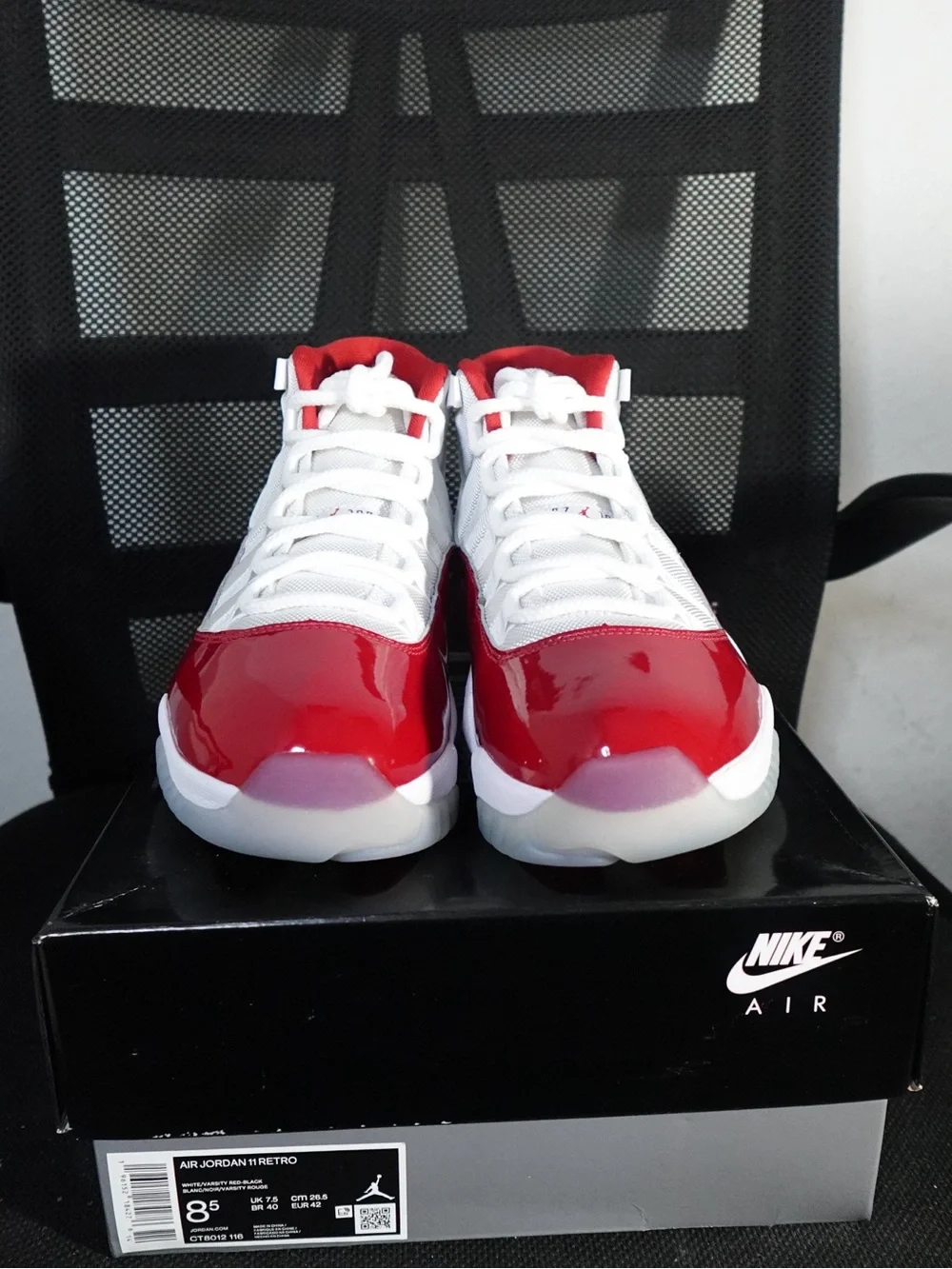 Jordan White and Red High-Top Sneakers